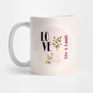 Love, live & laugh | Pink Romantic Love Illustration Mug